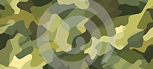 Camouflage pattern with organic shapes. Green camo texture. Backdrop. Concept of military, hunting gear, army uniform