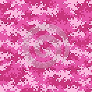 Camouflage pixel pattern in Pink seamlessly tileable photo