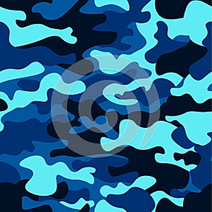 Camouflage seamless color pattern. Army camo, for clothing background. Vector illustration. Sea water camouflage.Classic photo