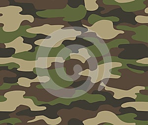 Camouflage seamless pattern. Abstract military or hunting camouflage background. Classic clothing style masking camo