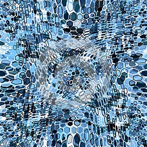 Camouflage seamless pattern with air blue hexagonal endless geometric camo