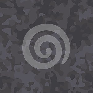 Camouflage seamless pattern black texture. Abstract modern vector military camo background. Fabric textile print template. Vector