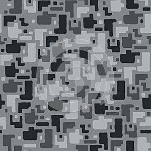 Camouflage seamless pattern. Classic clothing style masking camo repeat print. grey black and white.