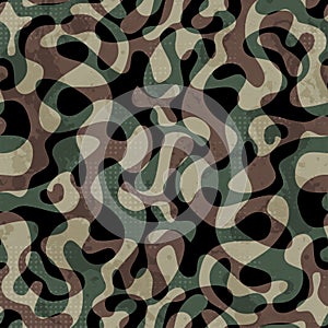 Camouflage seamless pattern with grunge effect photo