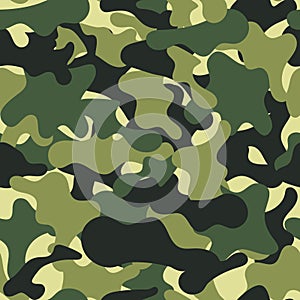 Camouflage seamless pattern texture. Abstract modern vector military camo backgound. Fabric textile print template.