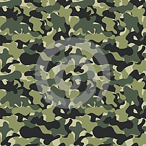 Camouflage seamless pattern texture. Abstract modern vector military camo backgound. Fabric textile print template. photo