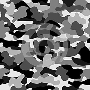 Camouflage seamless pattern in a white, black and grey colors.