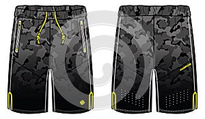 Camouflage Sport Shorts design vector template, Football shorts concept with front and back view for Soccer, basketball,