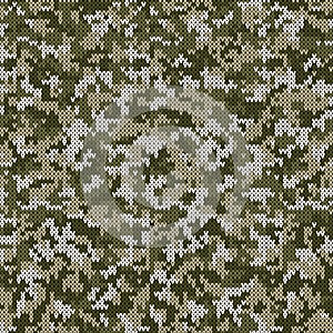 Camouflage Style Knitted Pattern in Light Green Colors