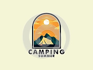 Camp Adventure logo vector, camping and outdoor logo template