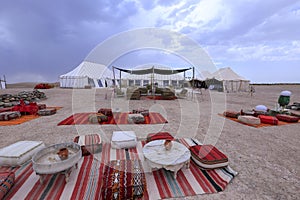 Camp on Agafay desert. Morocco