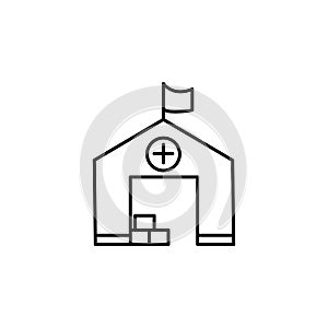 camp, asylum icon. Element of social problem and refugees icon. Thin line icon for website design and development, app development