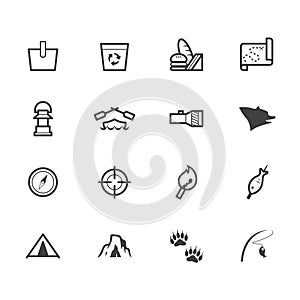 Camp black icon set on white background