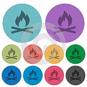 Camp fire color darker flat icons