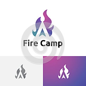 Camp Fire Flame Bonfire Nature Adventure Simple Logo