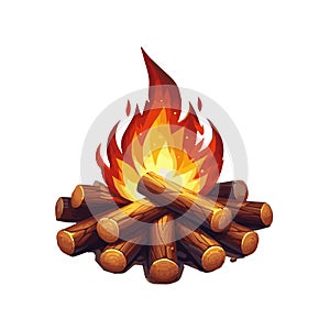 Camp fire flame vector isolated on white background