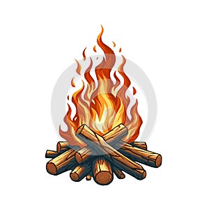 Camp fire flame vector isolated on white background