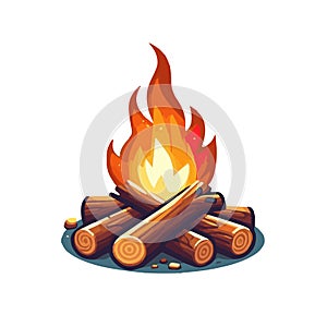 Camp fire flame vector isolated on white background