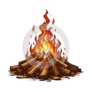 Camp fire flame vector isolated on white background