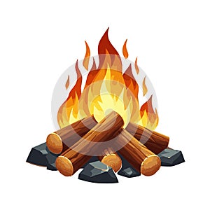 Camp fire flame vector isolated on white background
