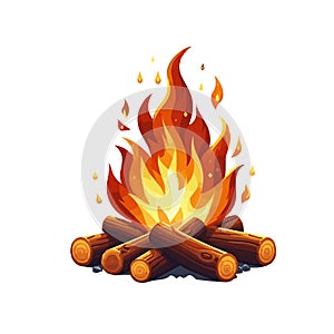 Camp fire flame vector isolated on white background
