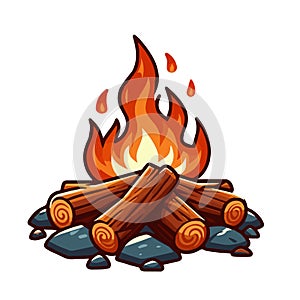 Camp fire flame vector isolated on white background