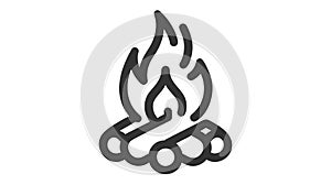 Camp fire icon. Bonfire burning on firewood sign. Vector