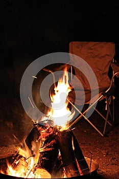 Camp fire at night