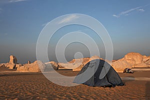 Camp in Libyan desert photo