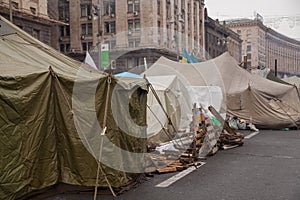Camp of protesters on Maidan, Euromaidan, Kiev photo