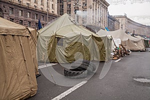 Camp of protesters on Maidan, Euromaidan, Kiev photo