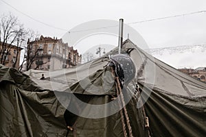 Camp of protesters on Maidan, Euromaidan, Kiev photo