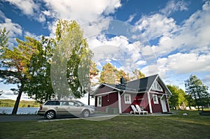 Camp site house and car