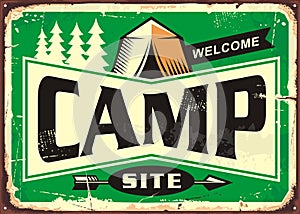 Camp site welcome sign