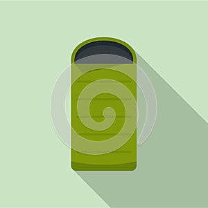 Camp sleeping bag icon, flat style