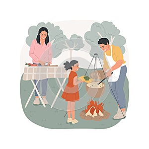 Camp-style cooking isolated cartoon vector illustration.