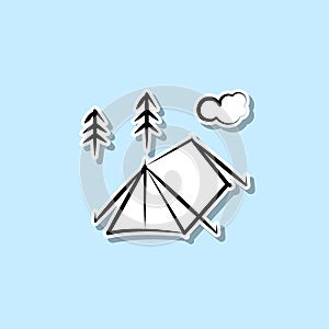 Camp tent sticker icon. Simple thin line, outline vector of travel icons for ui and ux, website or mobile application