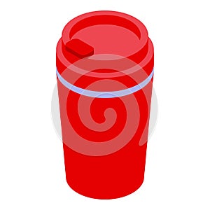 Camp thermo cup icon, isometric style