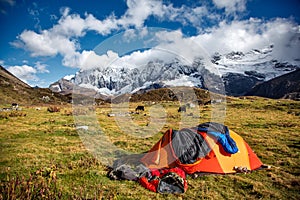 Camp under Mt MaKaLu in Tibet