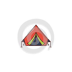 Camp vector line flat icon