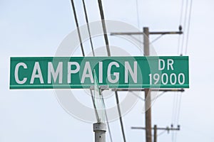 Campaign Drive street sign, CSU- Dominguez Hills, Los Angeles, CA