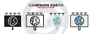 Campaign Earth icon set with different styles