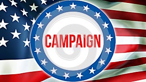 Kampaň voľby na spojené štáty americké  trojrozmerný obraz vytvorený pomocou počítačového modelu. zjednotený štáty z vlajka mávanie v vietor. hlasovanie sloboda demokracia 