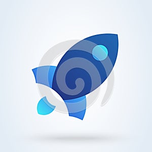 Campaign launch rocket, vector modern icon design illustration