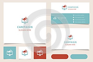 Campaign logo design with editable slogan. Branding book and business card template.