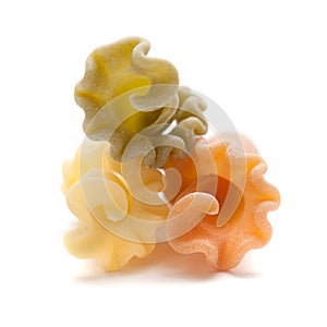 Campanelle pasta tricolor