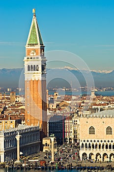 Campanila bell tower at piazza San Marco in Venice