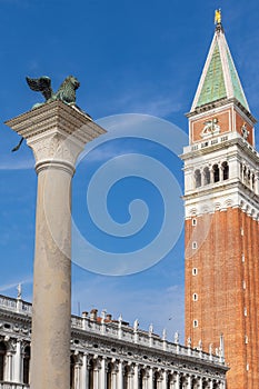Campanile Bell Tower And Lion Of Venice