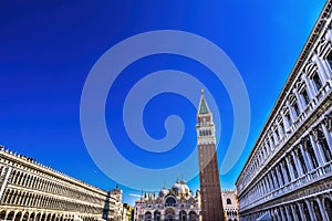 Campanile Bell Tower Sun Saint Mark's Square Piazza Venice Italy