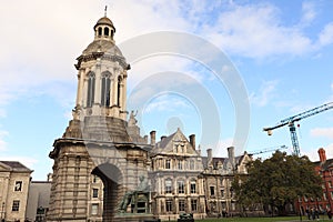 Campanile or Bell Tower of Trinity College in Dublin - Ireland elite educational university - Dublin historic tour
